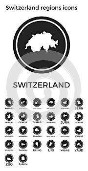 Switzerland regions icons.