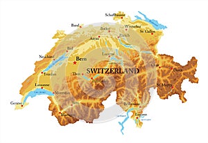 Switzerland relief map