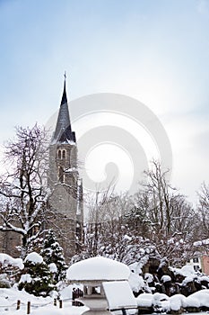 Switzerland`s Cold Winter Snowy Cathedral