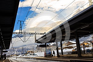 Switzerland`s Snowy Railway cold Station