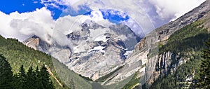 Switzerland scenic places. picturesque Kanderseg village , view of o impressive Alps mountains