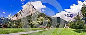 Switzerland scenic places. picturesque Kandersteg village and ski resort