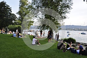 Switzerland: Sumertime at the boarder of lake ZÃÂ¼rich in Seefeld