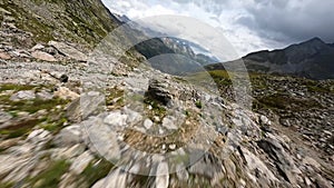 Switzerland Susten Pass mountain pass in the Swiss Alps. Connecting Innertkirchen with Wassen. Aerial flying smooth