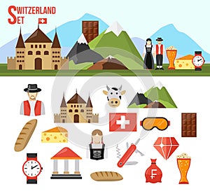 Switzerland symbols set