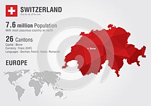 Switzerland world map with a pixel diamond texture.