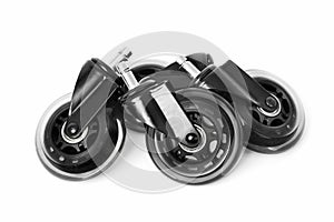 Swivel casters on a white background