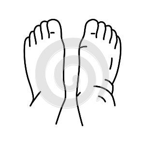 swollen ankles feet disease symptom line icon vector illustration