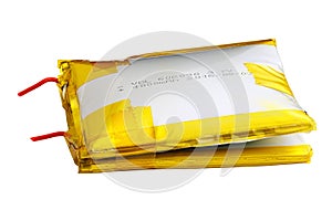 swollen double Li-ion battery pack isolated on white background