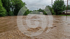 Swollen River After Heavy Rainfall