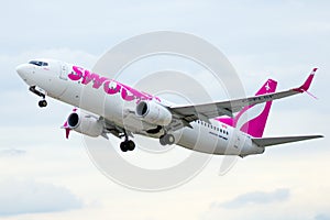 Swoop Airlines Boeing 737-800 take off.