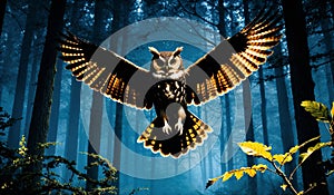 Swooping Owl in the Forest