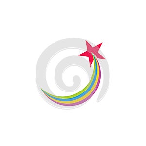 Swoosh movement star colorful decor logo vector