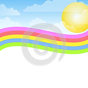 Swoosh Rainbow Blue Sky Background