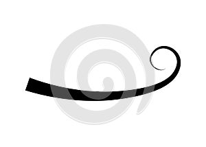 Swoosh typography text tail shape. Calligraphic decoration swish symbol. Retro underline, black stroke or ornament