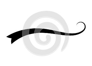 Swoosh typography text tail shape. Calligraphic decoration swish symbol. Retro underline, black stroke or ornament