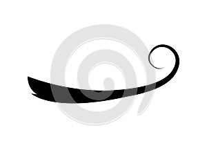 Swoosh typography text tail shape. Calligraphic decoration swish symbol. Retro underline, black stroke or ornament