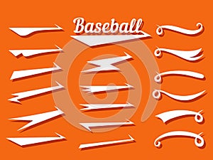Swooshes text tails for baseball design. Sports swash underline shapes set in retro style. Swish typography font