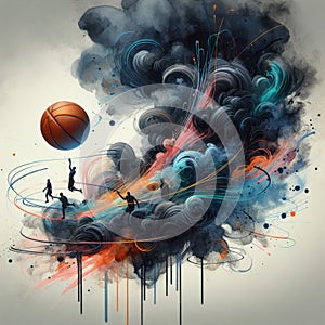 Swooshing Colors: A Basketball Brushstroke Masterpiece