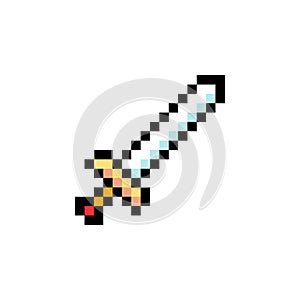 Sword 8-bit pixel graphics icon. Pixel art style. Game assets. 8-bit sprite. Isolated vector illustration EPS 10