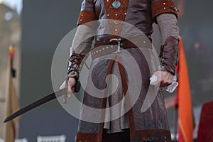 Sword and clothes of an actor impersonating Vlad Tepes (Dracula) during a performance photo