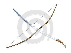 Sword crossed longbow 3d rendering