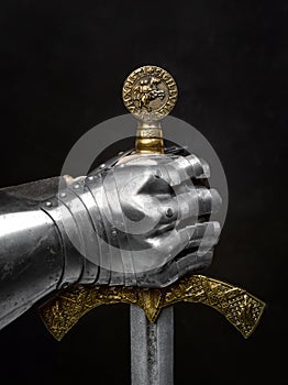 The sword of the Crusader and the knight's glove.