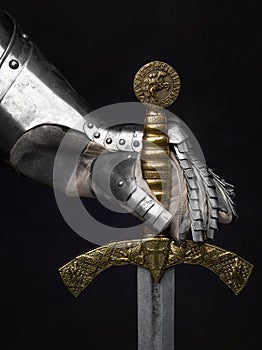 The sword of the Crusader and the knight's glove.