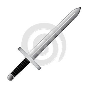 Sword icon isolated on white background with black handle. Vector illustration.