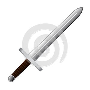 Sword icon isolated on white background with leather handle. Vector illustration.