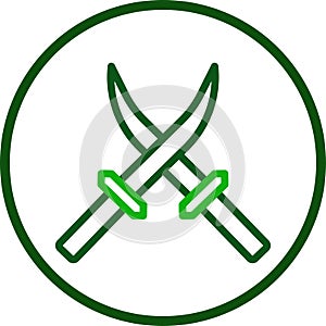 Sword icon line rounded green colour military symbol perfect