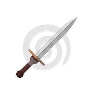 Sword icon on white background. A type of melee weapon with a direct blade, designed for chopping and piercing strikes