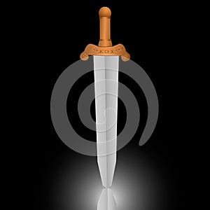 Sword isolated on black background. Vector illustration of a sword.