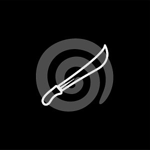 Sword Line Icon On Black Background. Black Flat Style Vector Illustration