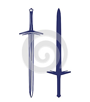 sword, medieval glaive isolated on white, vector