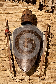Sword, shield helmet