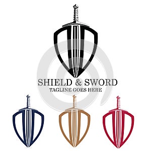 Sword and Shield Vector Emblem Logo Design