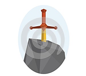 Sword in stone flat design