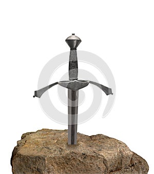 Sword in a stone isolated.