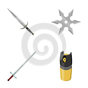 Sword, two-handed sword, gas balloon, shuriken. Weapons set collection icons in cartoon style vector symbol stock