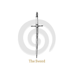 The Sword, vector image. Medieval weapon sketch.