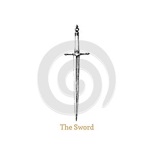 The Sword, vector image. Medieval weapon sketch. photo