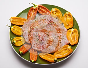 Swordfish and bell peppers