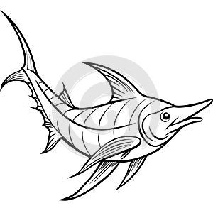 swordfish line art, swordfish vector, fish line art, ocean fish design, AI Generated photo