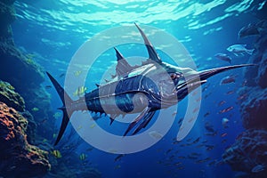 Swordfish underwater. Generate Ai