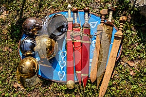 Swords and helmets of roman legionar