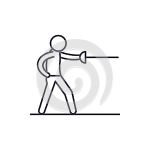 Swordsman line icon concept. Swordsman vector linear illustration, symbol, sign