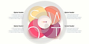 SWOT analysis infographic. Circular corporate strategic planning graphic elements. Company presentation slide template. Vector