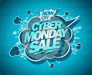 Syber monday sale banner with speech bubble