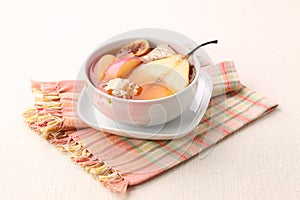 Sydney Apple and Fig Pork Bone Soup served in a dish isolated on napkin side view of hong kong food